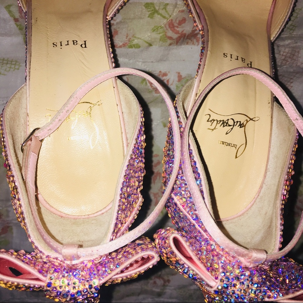 BARBIE pink LOUBOUTIN 💯% AUTHENTIC strass AB crystal 120mm - Picture 12 of 16